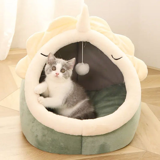 Dino-Themed Cozy Pet House with Play Toy