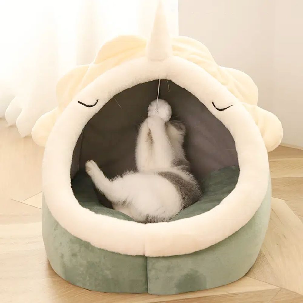 Dino-Themed Cozy Pet House with Play Toy