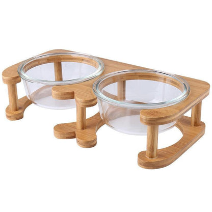 Elegant Glass Cat Food Bowl Set