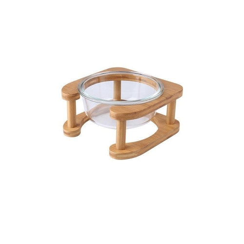 Elegant Glass Cat Food Bowl Set