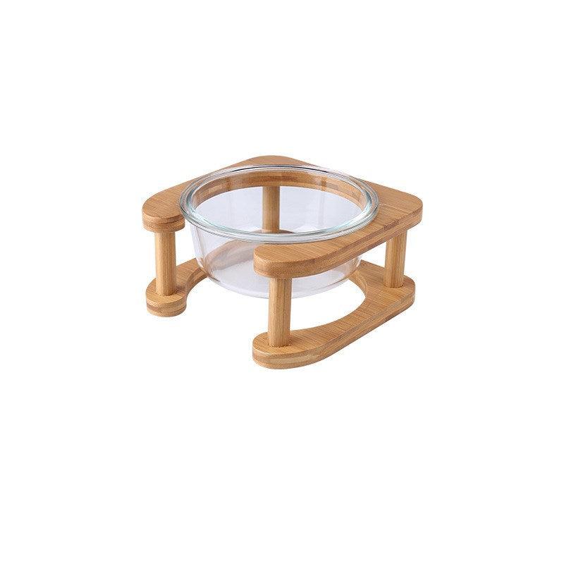 Elegant Glass Cat Food Bowl Set