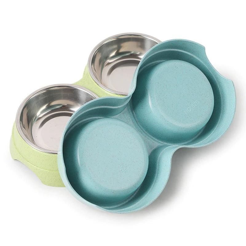 Stylish Stainless Steel Double Pet Feeder
