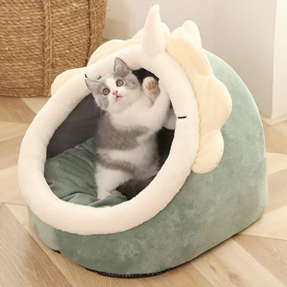 Dino-Themed Cozy Pet House with Play Toy