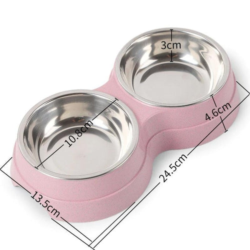Stylish Stainless Steel Double Pet Feeder