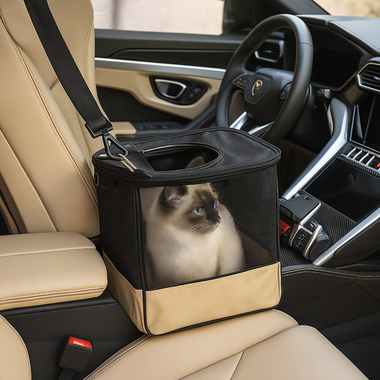 PawHut Folding Pet Car Carrier with Safety Belt