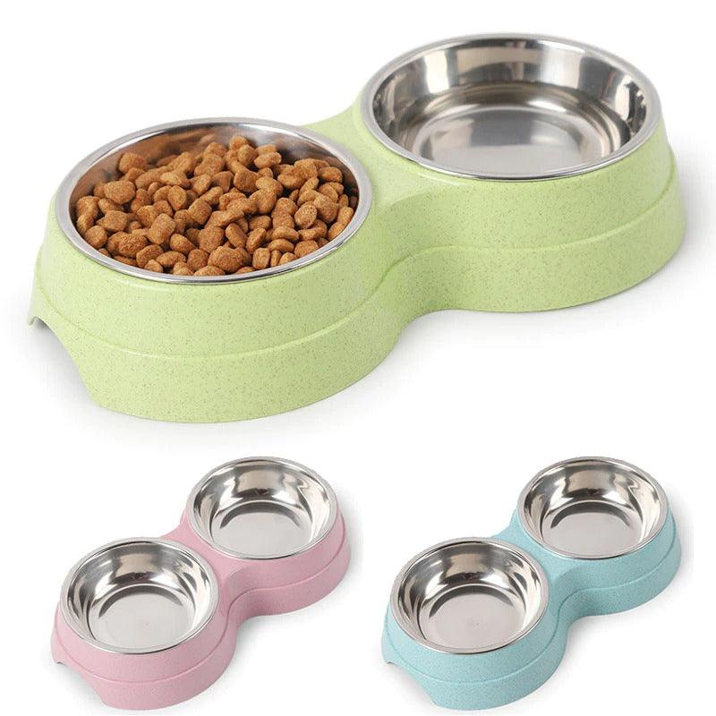 Stylish Stainless Steel Double Pet Feeder