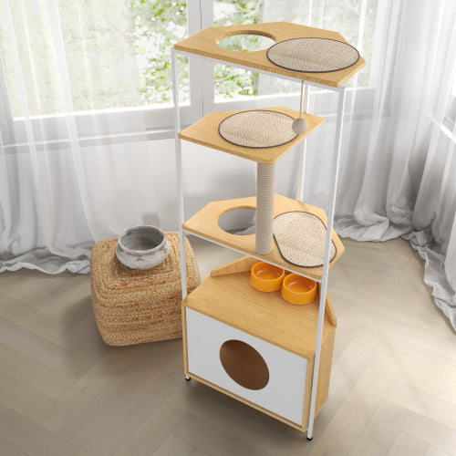 Cat Condo with Feeding Station & Climbing Platforms
