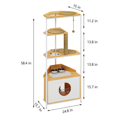 Cat Condo with Feeding Station & Climbing Platforms